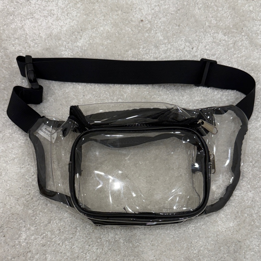 Clear Black Trim Men's Waist Bag